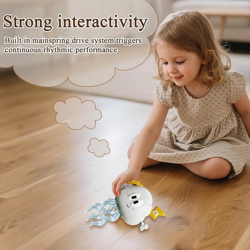 White Wind Up Octopus Dancing Figure Sensory Fidget Toy For Relaxation Party Desk Decor - Image 2